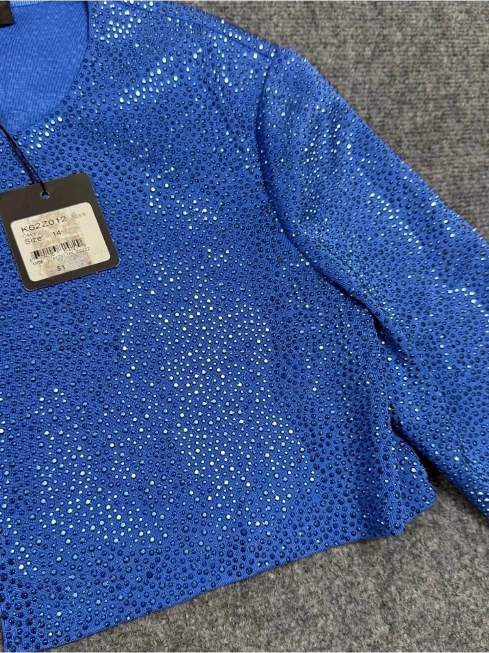 St. John Blue  knit crop jacket Size 14